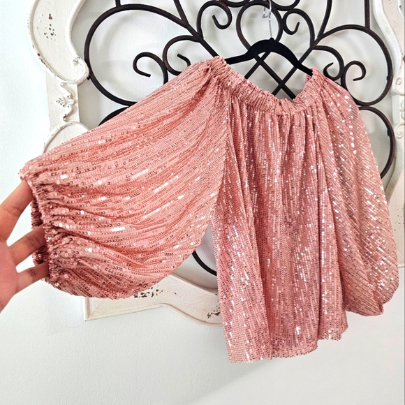 NWT Vine & Love Sequin Top in Rose Gold. Size S - Picture 2 of 4